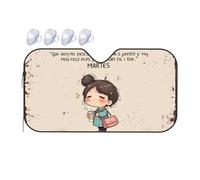 Umbrella Windshield Sun Shade Chibi Girl With Coffee: A Cute Cartoon Illustration For Tuesday G Car Windshield Sunshade Windshield Sun Shade Car Window Sun Shade(70x130cm)