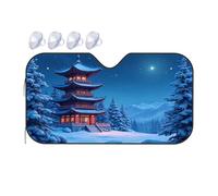 Umbrella Windshield Sun Shade Snowy Night At The Ancient Pagoda Car Windshield Sunshade Sun Shade For Car Window Sunshade(76x140cm)