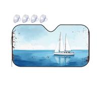Umbrella Windshield Sun Shade Vintage Sailboat Serenity On The Open Sea Car Windshield Sunshade Windshield Sun Shade Car Window Sun Shade(70x130cm)