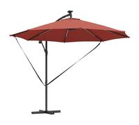 Umbrella with LED Strip Lights Polyester and Aluminium Outdoor Parasol vidaXL