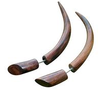 UMBRELLALABORATORY Natural Wooden Stud Tribal Earrings Fake Plug Gauge Taper Boho Gothic Jewelry, 2-1/2" long, Wood