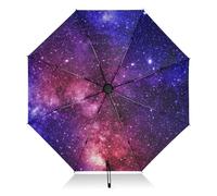 Umbrellas for Rain Sun Outdoor, Automatic Folding Umbrella Windproof Strong, Large Anti-UV Compact Umbrella Black Outside Galaxy Travel Umbrellas for Women Men