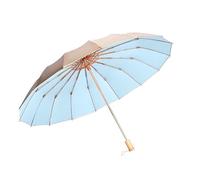 Umbrellas Umbrella Windproof Gold Glue Sun Shade Men's Women's Folding Sunny and Rainy Umbrella(Blue)