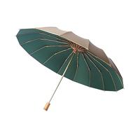 Umbrellas Umbrella Windproof Gold Glue Sun Shade Men's Women's Folding Sunny and Rainy Umbrella(Green)