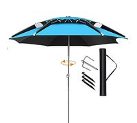 Umbrellas Water Proof Parasol Umbrella For Fishing, Camping, Bbq, Beach, Outdoor Garden, 360° Sun Shade Protection, Sunshade Shelter Outdoor Umbrella Canopy, With Ground -Lake Blue-2m/6.6ft