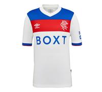 Umbro Kids 25/26 Rangers FC Short-Sleeved Away Shirt - Brilliant White/Lapis Blue/Flame Scarlet - 11-12 Years - Brilliant White/Lapis Blue/Flame Scarlet