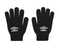 Umbro Children's Knitted Winter Gloves Black One Size Embroidered Logo Lightweight Cotton