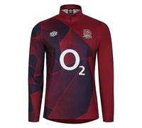 Umbro Kids England Rugby Warm Up Layer Top 2023 2024 Juniors Red/Navy 11-12 Years