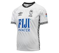 Umbro Men's 25/26 Fiji Rugby Jersey, White/Black/Blue-Home, Medium