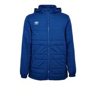 Umbro Mens Club Essential Bench Jacket L Royal Blue Quilted Hooded Zip Jacket