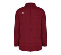 Umbro Mens Club Essential Bench Jacket, Quilted, Hooded, Long-Sleeved, Zip Pockets, Drawcord Hem, New Claret, XXL