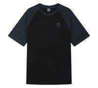 Umbro Mens Core Raglan T-Shirt in Black Grey Cotton - Size Medium