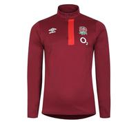 Umbro Mens England Rugby Half Zip Fleece Top 2023 2024 Red/Scarlet M