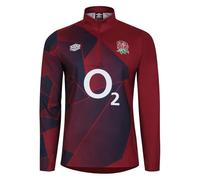 Umbro Mens England Rugby Warm Up Mid Layer Top 2023 2024 Red/Navy 3XL