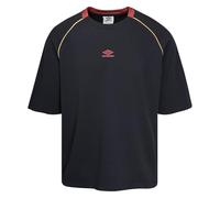 Umbro Men's Panelled Short Sleeve Mesh T-Shirt, Black/ Red Dahlia/ Antique Gold, Large