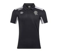 Umbro Mens Presentation Rangers FC Polyester Polo Shirt - Caviar/Microchip - S - Caviar/Microchip - 100% Mixed