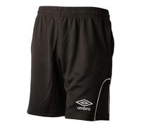 Umbro Mens Referee Shorts - Black, Size L - Micro Eyelet, Embroidered Stacked Logo, 3 Pockets, Contrast Piping, Mesh Panels