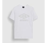 Umbro Mens Stacked Logo T-Shirt (Brilliant White/Oyster Mushroom) - Green Cotton - Size Medium