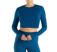 Umbro Pro Long-Sleeved Training Crop Top In Dark Blue Dark Blue