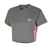 Umbro Women's Cropped Active T-Shirt - Grey/Pink - 10 UK - Grey/Pink - 100% Mixed