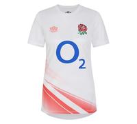 Umbro Womens England Rugby Warm Up Shirt 2023 2024 Top White/Coral M