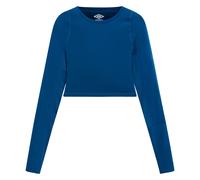 Umbro Womens Pro Long-Sleeved Training Crop Top - Poseidon - Poseidon - 12 UK - 84% Recycled Polyester/12% Elastane/4% Polyester