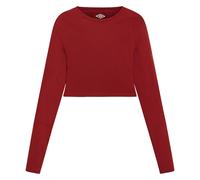 Umbro Womens Pro Long-Sleeved Training Crop Top - Sundried Tomato - Sundried Tomato - 8 UK - 84% Recycled Polyester/12% Elastane/4% Polyester