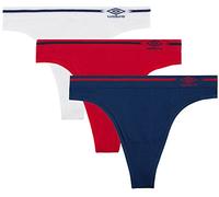 Umbro Women's Seamless Thong Panties 3 Pack - Red/Navy Assorted - Large
