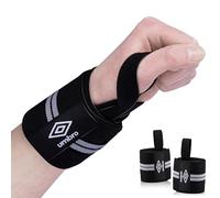 Umbro Wrist Straps - with Thumb Strap - Fitness and Strength Training - 2 Pieces - Black