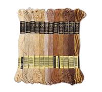 UMC STAG 12 Pieces Brown Tones | Premium Embroidery Thread | Egyptian Cotton Premium Skeins | Cross Stitch Embroidery Floss | Oeko TEX Certified Stranded Cotton (Brown Tones)