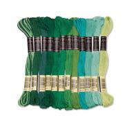 UMC STAG 12 Pieces Green Tones | Premium Embroidery Thread | 100% Egyptian Cotton Premium Skeins | Cross Stitch Embroidery Floss | Oeko TEX Certified Stranded Cotton(Green Tones)
