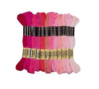 UMC STAG 12 Pieces Pink Tones | Premium Embroidery Thread | 100% Egyptian Cotton Premium Skeins | Cross Stitch Embroidery Floss | Oeko TEX Certified Stranded Cotton (Pink Tones)