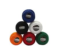UMC STAG 6 Balls 6 Essential Colours Premium Pearl Cotton Embroidery Thread Size 8 | 100% Egyptian Cotton Crochet Yarn | Cross Stitch Embroidery Yarn | Oeko TEX Certified | 10g/Ball (Mix Essential)