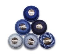 UMC STAG 6 Balls Premium Pearl Cotton Embroidery Thread Size 8 | 100% Egyptian Cotton Crochet Yarn | Cross Stitch Embroidery Yarn | Oeko TEX Certified | 10 Grams per Ball (Blue Tones)