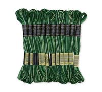 UMC STAG Pack of 12 Premium Embroidery Thread | 100% Egyptian Cotton Premium Skeins | Cross Stitch Embroidery Floss | Oeko TEX Certified Stranded Cotton | (Green Variegated 1236)