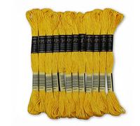 UMC STAG Pack of 12 Premium Embroidery Thread | 100% Egyptian Cotton Premium Skeins | Cross Stitch Embroidery Floss | Oeko TEX Certified Stranded Cotton | Ideal for Arts & Crafts (Lemon Yellow 290)