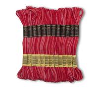 UMC STAG Pack of 12 Premium Variegated Embroidery Thread | 100% Egyptian Cotton Premium Skeins | Cross Stitch Embroidery Floss | Oeko TEX Certified Stranded Cotton | (Dark Pink Variegated 1204)