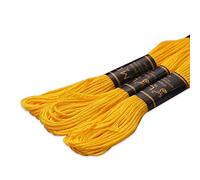 UMC STAG Pack of 3 Premium Embroidery Thread | 100% Egyptian Cotton Premium Skeins | Cross Stitch Embroidery Floss | Oeko TEX Certified Stranded Cotton (Canary Yellow 298)