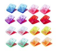 UMCHU Pack of 16 Transparent Sticky Spring Clips, Square Plastic Clips, Self-Adhesive Windproof Protective Clips, for Shower, Hanging, Camper, Bathroom, Home Decoration (8 Colours)