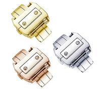 UMCNVV 18 21mm Solid Stainless Steel Double Click Clasp For Cartier Santos Watchband Metal Buckle Metal(Rose gold,18mm)