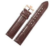 UMCNVV 19mm 20mm 21mm 22mm Genuine Leather Watch Band Replacement For Vacheron Constantin Patrimony VC Black Blue Brown Cowhide Strap(Brown-rosegold,19mm)