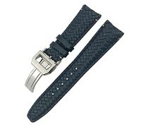 UMCNVV Cowhide Strap For IWC Portugieser Pilot IW394005 IW3777 Blue Soft Watchband 20mm 21mm 22mm Woven Genuine Leather WatchBands(Blue silver 1,20mm)