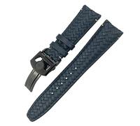UMCNVV Cowhide Strap For IWC Portugieser Pilot IW394005 IW3777 Blue Soft Watchband 20mm 21mm 22mm Woven Genuine Leather WatchBands(Blue black 2,20mm)