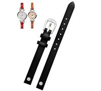 UMCNVV Fashion Genuine leather watchband for fossil ES4340 ES4119 ES4000 3745 3861 4026 Women bracelet Wrist strap 8mm with screw (Color : Black Silver, Size : 8mm)