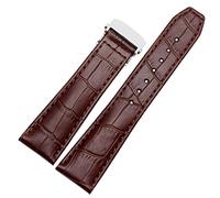 UMCNVV First Layer Calfskin Strap For MAURICE LACROIX Eliros Watchband Cow Genuine Leather Leather Bands 20mm 22mm With Folding Buckle(Brown silver,20mm)