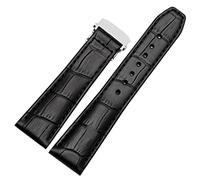 UMCNVV First Layer Calfskin Strap For MAURICE LACROIX Eliros Watchband Cow Genuine Leather Leather Bands 20mm 22mm With Folding Buckle(Black silver,22mm)