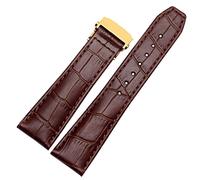 UMCNVV First Layer Calfskin Strap For MAURICE LACROIX Eliros Watchband Cow Genuine Leather Leather Bands 20mm 22mm With Folding Buckle(Brown gold,20mm)
