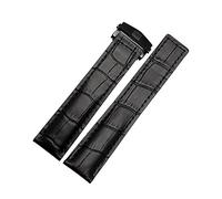 UMCNVV Genuine Leather Bracelet 19mm 20mm 22m for Tag Heuer Watchband Men Wristwatches Band Accessories Fold Buckle Leather Watch Strap (Color : Black Black Buckle, Size : 22mm)
