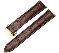 UMCNVV Genuine Leather Watch Strap for Omega Watch Seamaster wristband 19mm 20mm 22mm Deployant Clasp Black Brown Watchband Bracelet(Brown gold,18mm)