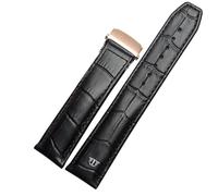 UMCNVV Genuine Leather Watchband For Watch Strap 20mm 22mm Folding Buckle Leisure Business Cow Leather Bracelet(Black rose buckle,22mm)